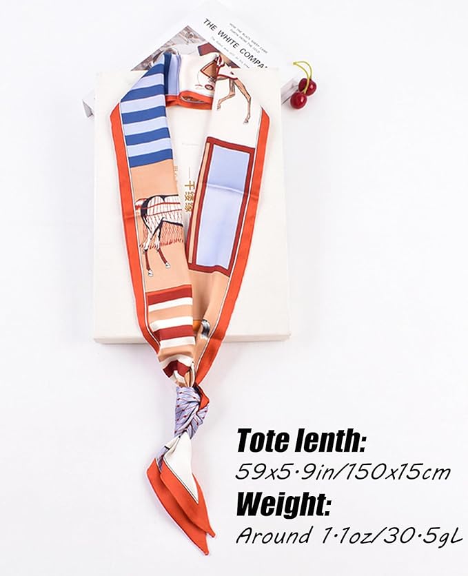 Hioyiwse Head Scarf Hair Neck Scarves For Women Purse Bag Scarfs For Handbags Silky Long Thin Satin Headscarf Fashion