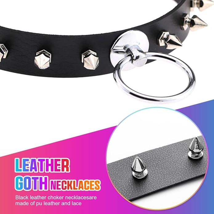 CLOACE Punk Leather Choker Necklace Black Gothic Collar Chokers Necklaces Wide Leathers Costume Jewelry Accessories for Women