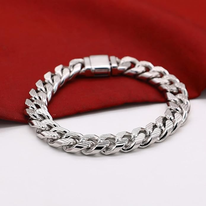H&Beautimer Fashion 925 Sterling Silver Classic Cuban Chain Bracelet 10mm-7 "8" 9 "10" Curb Cuban Bracelet Solid Thick Large Link Bracelet For Men Jewelry Gift