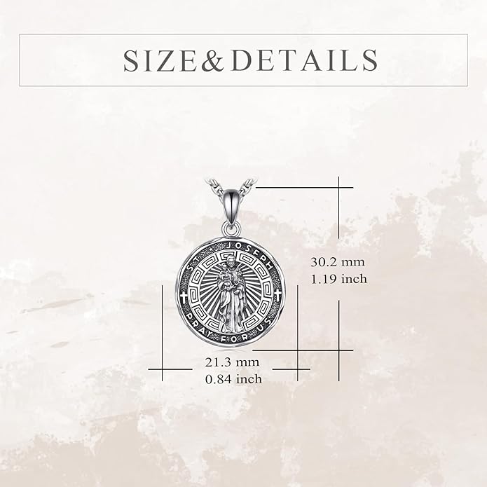 YFN Patron Saint Necklace Sterling Silver Amulet Medal Pendant Religious Protector Jewelry Gifts for Women Men