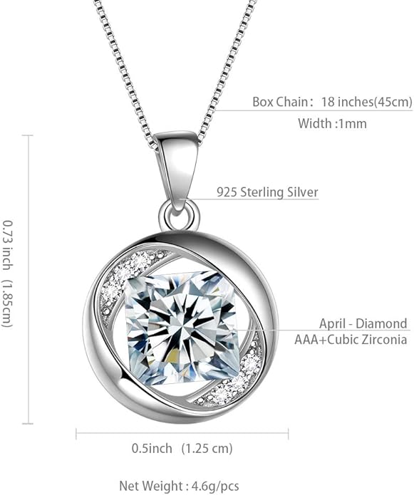 Aurora Tears 925 Sterling Silver 12 Birthstones Necklace/Earring/Ring/Bracelet Women Birthstone Pendant Crystal Fashion Birthday Jewelry Christmas Gift for Girls Women