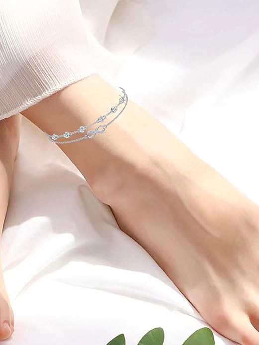 Dorunmo Anklet Bracelets For Women 925 Sterling Silver Birthstone/Infinity/Butterfly/Evil Eye/Turtle/Pineapple/Starfish/Heart Anklets Bracelets Jewelry Gifts for Women