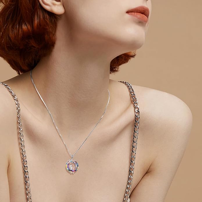 AOBOCO Gifts for Sister 2 3 Sisters Necklace for Women Sterling Silver Sister Crystal Pendant Jewelry Birthday Christmas Gifts for Friend Female Friendship Lasts Forever