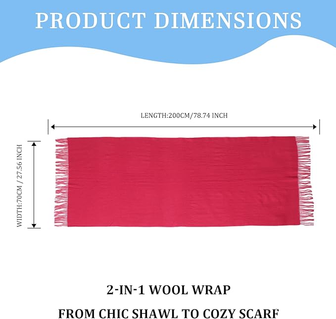 Temminc Winter Scarf for Women - Soft Warm Pashmina Shawl Wrap, Lightweight Fashion Blanket Travel Shawl, Solid Color Scarf