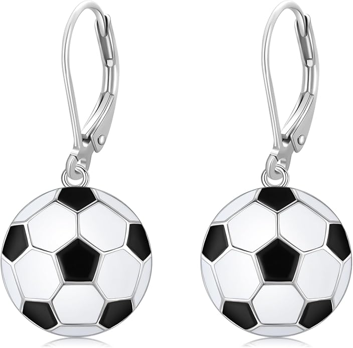 JUSTKIDSTOY 925 Sterling Silver Ball Earrings Sports Leverback Dangle Drop Earrings Jewelry Gifts for Women Girls