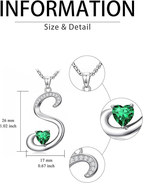 Christmas Gifts for Women Alphabet A to Z Initial Birthstone Pendant Necklaces for Women - 18k White Gold Plated Personalized Name Jewelry Valentine Mothers Day Birthday Gifts for Women Her Girlfriend