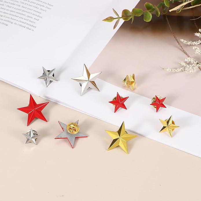 uxcell Star Lapel Pins, Award Pins Star Badge for Men Women Backpacks Hats Jackets Costume Accessories Decorations