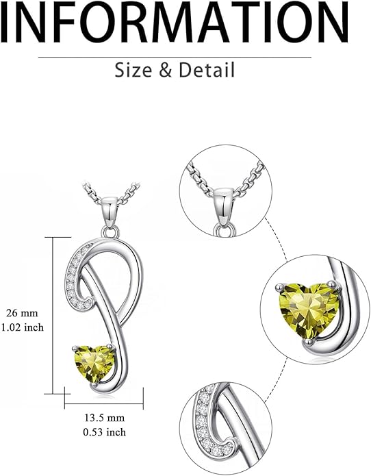 Christmas Gifts for Women Alphabet A to Z Initial Birthstone Pendant Necklaces for Women - 18k White Gold Plated Personalized Name Jewelry Valentine Mothers Day Birthday Gifts for Women Her Girlfriend