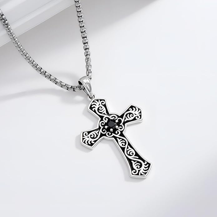Cross Necklace for Men 925 Sterling Silver Celtic Cross Pendant Christian Jewelry Religious Christmas Gifts for Women