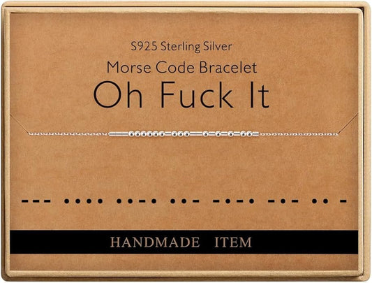 Monily Inspirational Gifts for Women Morse Code Bracelets for Women Funny Bracelet for Friend Funny Gift for Women Sterling Silver Bracelet for Women