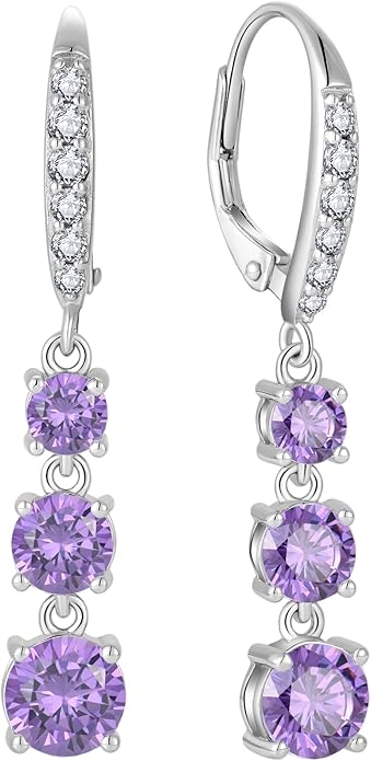 Starchenie Dangle Drop Earrings for Women 925 Sterling Silver Leverback Earrings Birthstone Jewelry