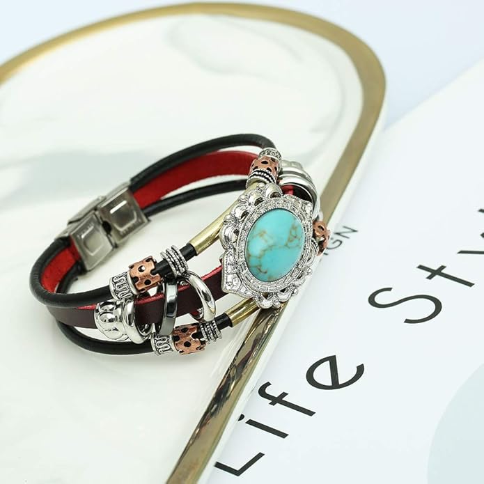 S SUSANN Leather Bracelets for Women Multilayer Bracelets for Women with Genuine Leather Layered Bracelets Boho/Bohemia Style Jewelry for Men and Woman