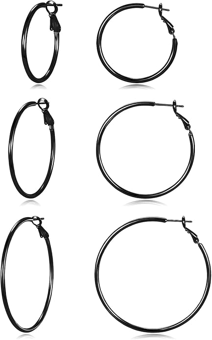 Big Gold Hoop Earrings for Women Hypoallergenic 925 Sterling Silver Post Thin Loop 14K Gold Plated Hoop Earrings Set for Women, 3 Pairs
