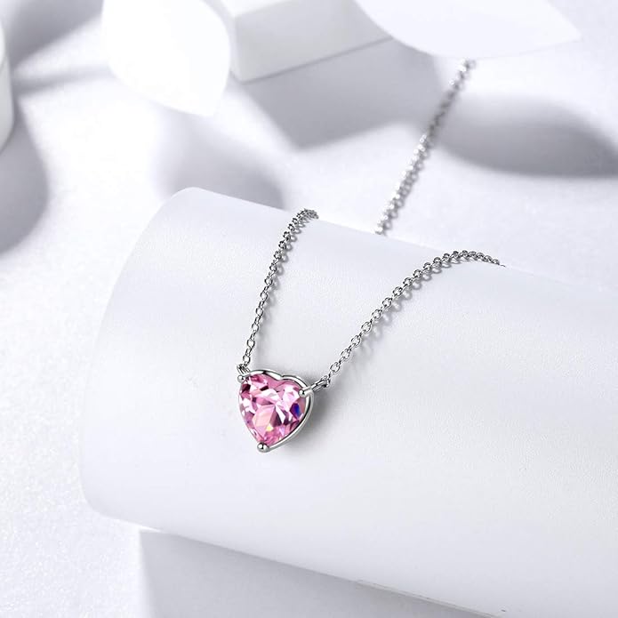 Aurora Tears 925 Sterling Silver 12 Birthstone Hearts Jewelry Women Crystal Wedding/Engagement/Bridal Heart Necklace/Earring/Ring/Bracelet Sets Jewellery