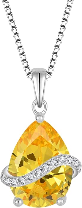 Teardrop Necklace for Women 925 Sterling Silver Birthstone Necklace Pendant Jewelry Gifts for Her