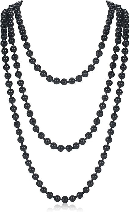 59" Long Pearl Necklaces for Women, Vintage Elegant Long Pearls Necklace for Wedding Party 1920s Gatsby Costume Jewelry