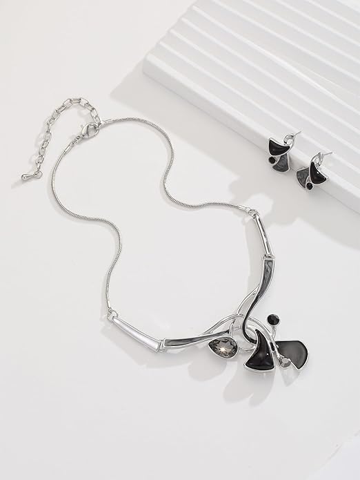 Chunky Statement Jewelry Set Vintage Retro Leaf Flower Floral Geometric Bohemian Boho Bib Necklace Earring Set Fashion Costume Jewelry for Women Girls Wedding Party Prom Unique Gift