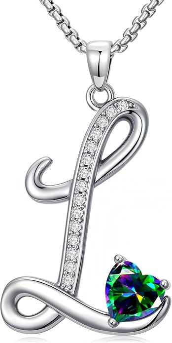 Christmas Gifts for Women Alphabet A to Z Initial Birthstone Pendant Necklaces for Women - 18k White Gold Plated Personalized Name Jewelry Valentine Mothers Day Birthday Gifts for Women Her Girlfriend