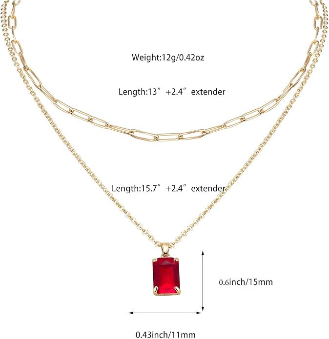 Gold Layered Pendant Necklaces for Women 14k Gold Plated Crystal Choker Necklace Paperclip Rhinestone Necklace Party Prom Jewelry