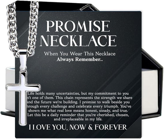 VIRAGIL To My Man Necklace Chain for Men, Silver Stainless Steel Chain Jewelry, Romantic Gift from Partner for Birthday Valentine or Everyday Wear with Meaning