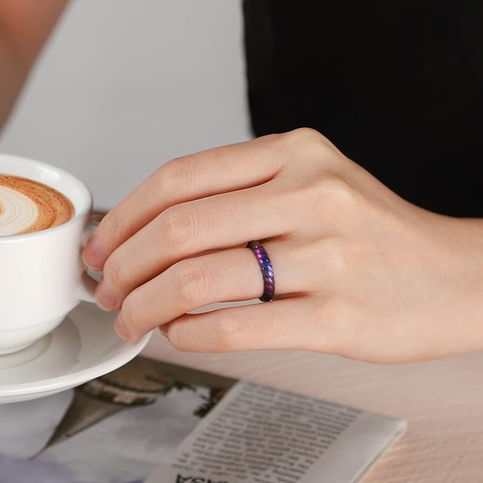 Egnaro Women's Bridal Rings Sets, Thin and Stackable Rubber Rings Women Wedding Bands - 2.5mm Width - 1.8mm Thick