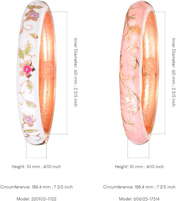 UJOY Cloisonne Bracelet Butterfly Hinge Indian Cuff Bangle Enameled Jewelry Flower Bracelets for Women Gift Box 55A114