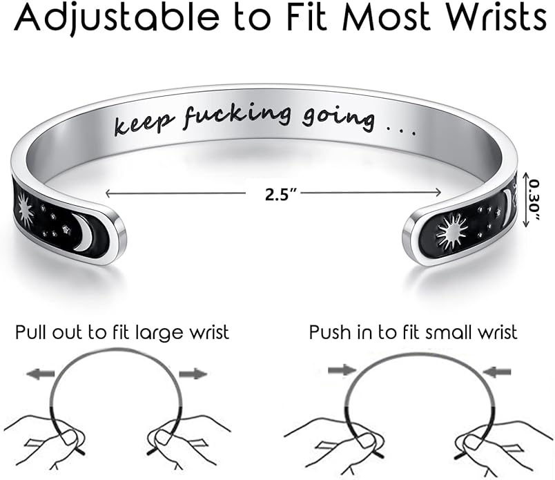 TONY & SANDY Inspirational Bracelets for Women Teen Girls Personalized Gifts for Daughter Granddaughter Mom Sister Friends Stainless Steel Engraved Cuff Birthday Easter Christmas