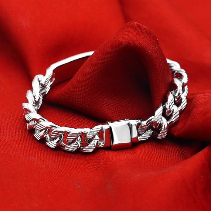 Dankadi Fashion Men Silver Jewelry Classic Bracelet 100% 925 Sterling Silver Exquisite Carving Totem Bracelet 10 MM 7-10 inches Italy Design Cuban Chain Gifts