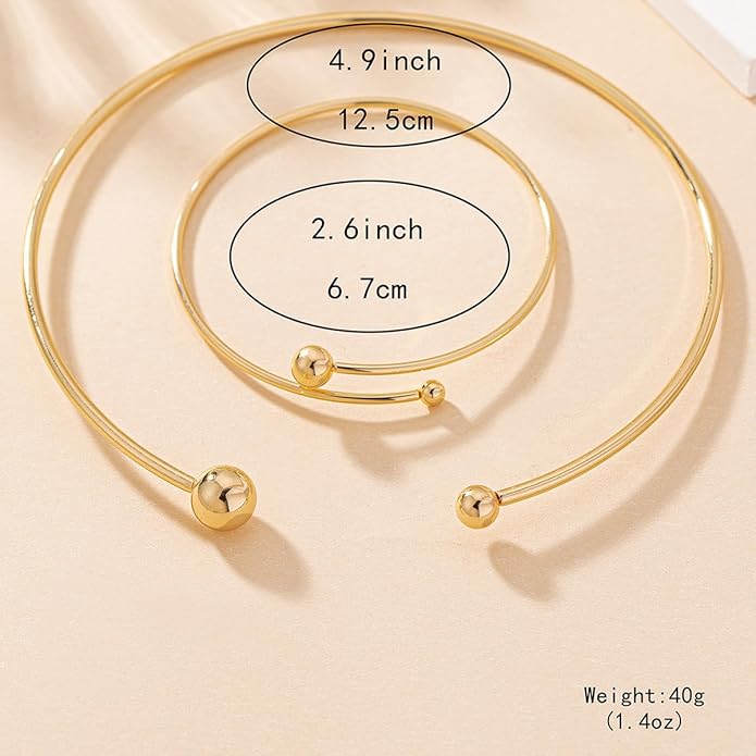Collar Necklace for Woman Trendy Silver Choker Necklaces for Woman Statement Open Round Collar Choker Necklace