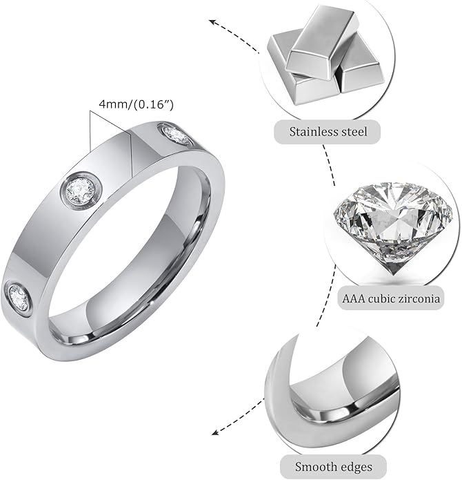 MPRAINBOW Gold Rings for Women, 18K Gold Plated Stainless Steel Cubic Zirconia Friendship Band Wedding Party Trendy Jewelry Gift Non-Tarnish,Christmas Birthday Gifts for Her Girlfriend