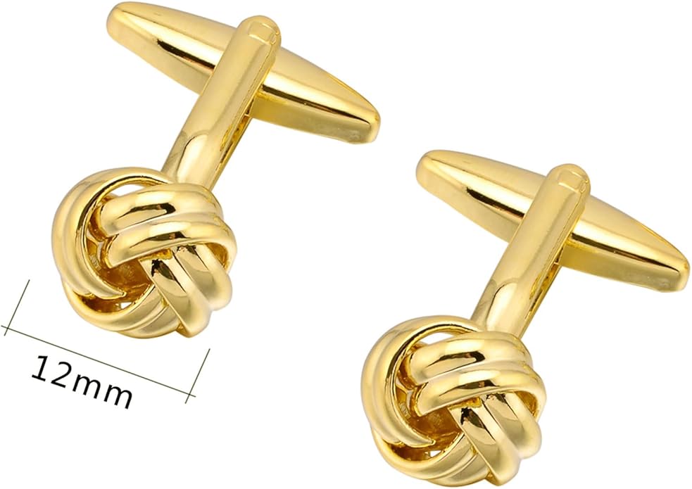 Jonwo Knot Cufflinks in Gift Box Cuff Links for Men Lady Daily Wear Business Wedding Party Tuxedo Shirt Birthday Gift