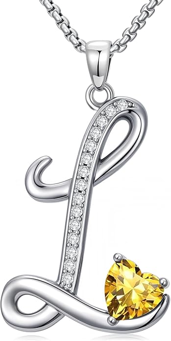 Christmas Gifts for Women Alphabet A to Z Initial Birthstone Pendant Necklaces for Women - 18k White Gold Plated Personalized Name Jewelry Valentine Mothers Day Birthday Gifts for Women Her Girlfriend