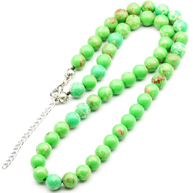 Natural Green Imperial Jasper Beaded Choker, Genuine Green Crystal Necklace, Fancy Gemstone Choker, 8mm Beads, Fashion Jewelry, Healing Crystal Chakra Necklace, Durable Necklace, Capricorn Necklace