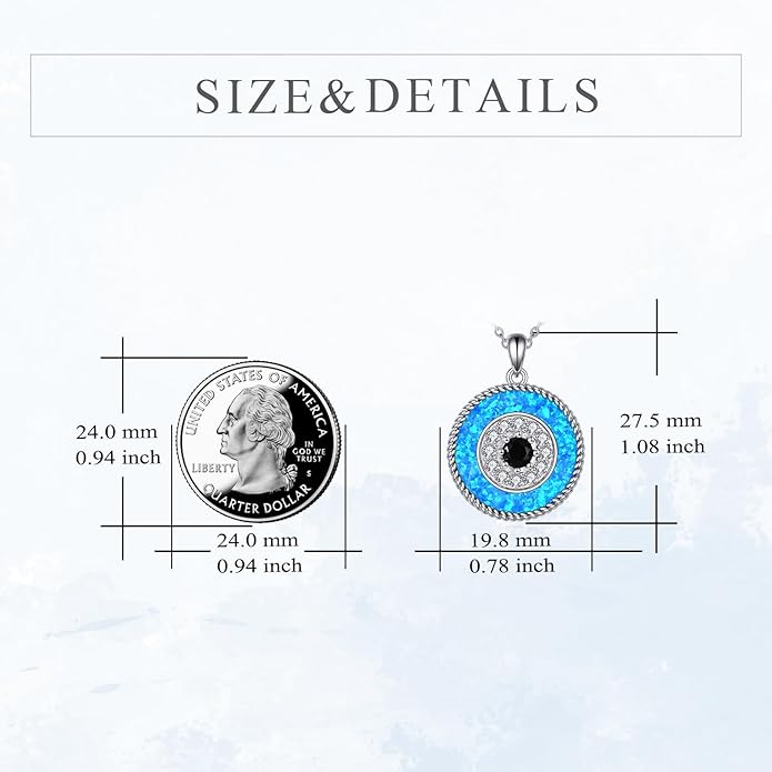 YFN Evil Eye Pendant Necklace for Women 925 Sterling Silver Greek Protection Jewelry with Blue Sapphire and Black Cz Amulet Gift