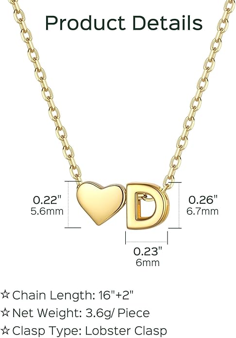 ChicSilver 925 Sterling Silver Heart Initial Necklaces for Women -Dainty Personalized Heart Pendant Letter Alphabet Necklace for Women