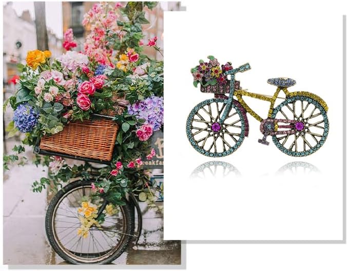 Crystal Rhinestone Creative Bicycles Brooch Pin for Women Retro Elegant Handmade Blue Brooches Pins Classic Wedding Fashion Jewelry Accessories Gift