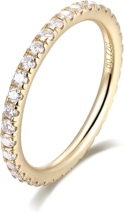 CYW Moissanite Sapphire Ruby Emerald Hand Setting Full Eternity Rings for Women, Solid 925 Sterling Silver, Stackable Ring, Wedding Birthday Valentines Anniversary Mothers Day Ideal Gift for Her
