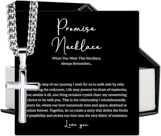 VIRAGIL To My Man Necklace Chain for Men, Silver Stainless Steel Chain Jewelry, Romantic Gift from Partner for Birthday Valentine or Everyday Wear with Meaning