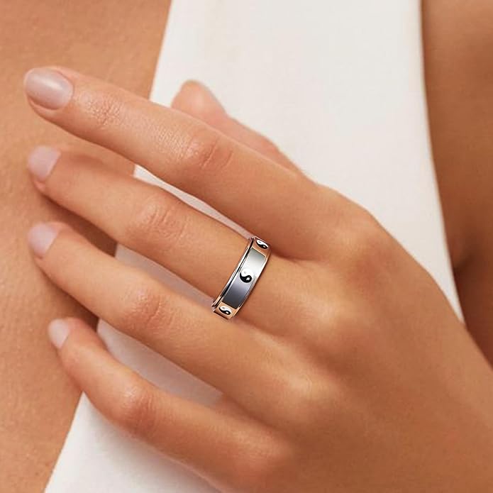 Evil Eye Fidget Ring for Women - 18K Gold Plated Stainless Steel Spinner Rings for Anxiety Relief, Ojo Turco Ring Luck Amulet, Turkish Faith Protection Stackable Jewelry Gift for Women Men