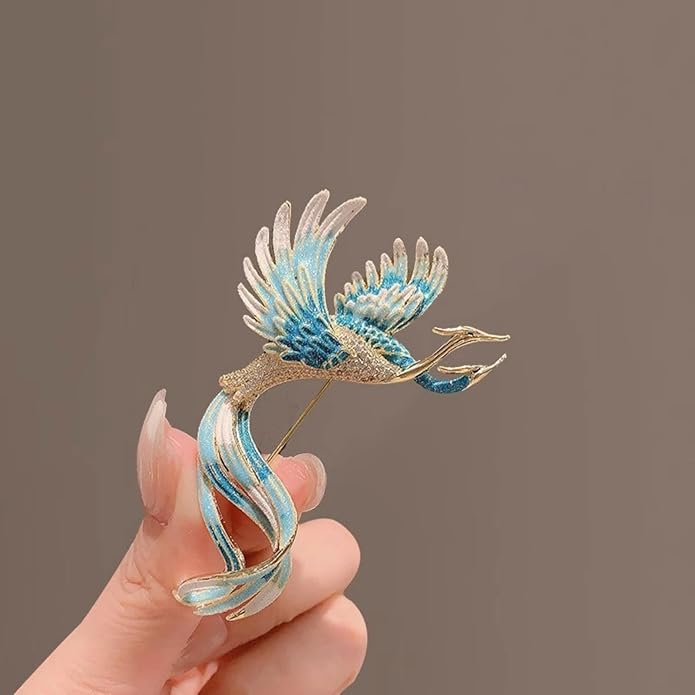 Chinese Phoenix Brooch for Women, Exquisite Vintage Enamel Boutonniere, Elegant Coat and Suit Pendant Necklace