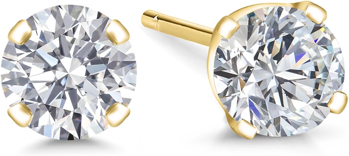 Gem Stone King 0.20 to 6 Cttw 14K Gold Lab Grown Diamond Stud Earrings | Gold Earrings For Women Men | E-F Color | VS1-VS2 Clarity