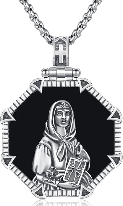 Taioiat Saint Necklace 925 Sterling Silver St Necklace Amulet Pendant Jewelry Religious Gift for Men Women
