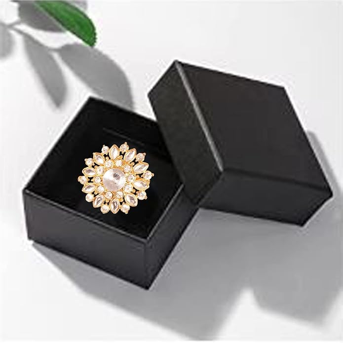 Touchstone Indian Bollywood Handcrafted Designer Jewelry Brooch Lapel Pin in Gold Or Silver Tone for Women.