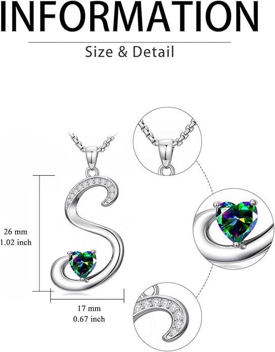 Christmas Gifts for Women Alphabet A to Z Initial Birthstone Pendant Necklaces for Women - 18k White Gold Plated Personalized Name Jewelry Valentine Mothers Day Birthday Gifts for Women Her Girlfriend