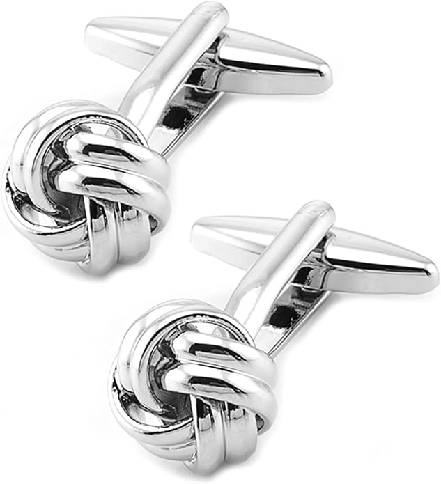 Jonwo Knot Cufflinks in Gift Box Cuff Links for Men Lady Daily Wear Business Wedding Party Tuxedo Shirt Birthday Gift