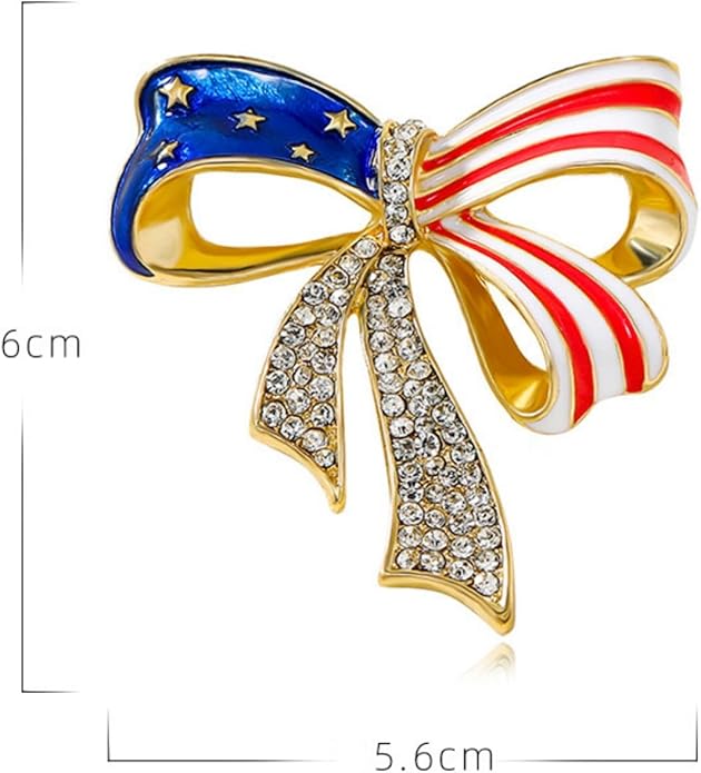 Enamel Brooch Pin For Women Men, Vintage American Flag Crystal Lapel Pin, Christmas Brooch Suit Dress Clips Accessory Gift