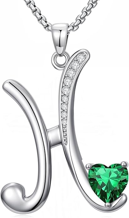 Christmas Gifts for Women Alphabet A to Z Initial Birthstone Pendant Necklaces for Women - 18k White Gold Plated Personalized Name Jewelry Valentine Mothers Day Birthday Gifts for Women Her Girlfriend