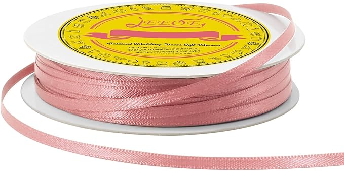 LEEQE Double Face Dusty Rose Satin Thin Ribbon 1/8 inch X 50 Yards Polyester Dusty Rose Ribbon for Gift Wrapping Very Suitable for Weddings Party Hair Bow Invitation Decorations and More
