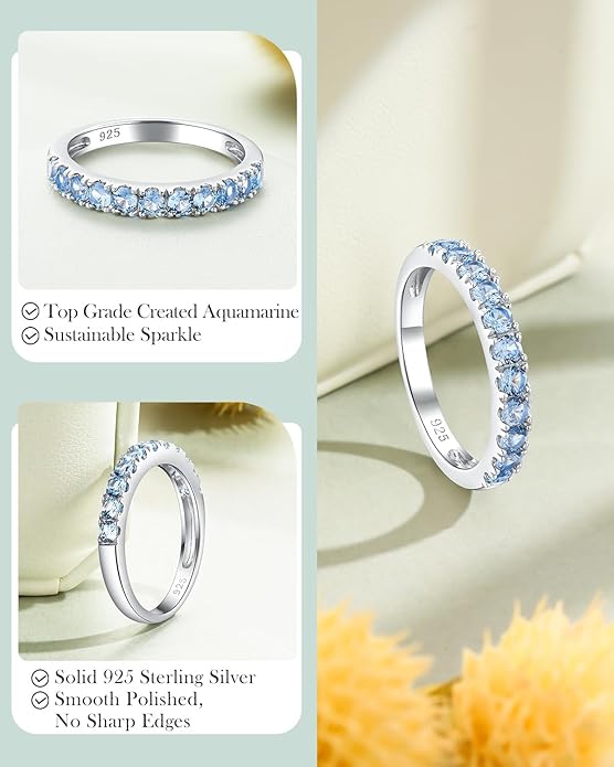 CAIDIKA Created Ruby/Sapphire/Emerald Stackable Rings for Women 14K Gold Plated/ 925 Sterling Silver 2.2mm Wedding Band Ring (with Gift Box)