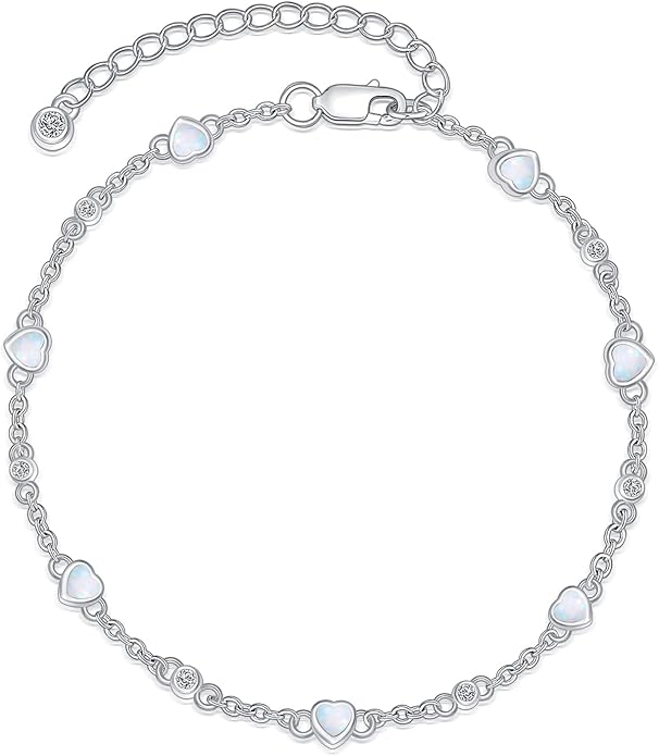 Anklet Bracelet for Women 925 Sterling Silver Natural Stone Chain Ankle Bracelet Beach Summer Fine Jewelry Birthday Christmas Gifts for Women Her Mom